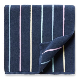 Laguna Beach Textile Co. Striped Cabana Beach Towel - Oversized, Plush 630 GSM Cotton - Pinstripe Navy Prism