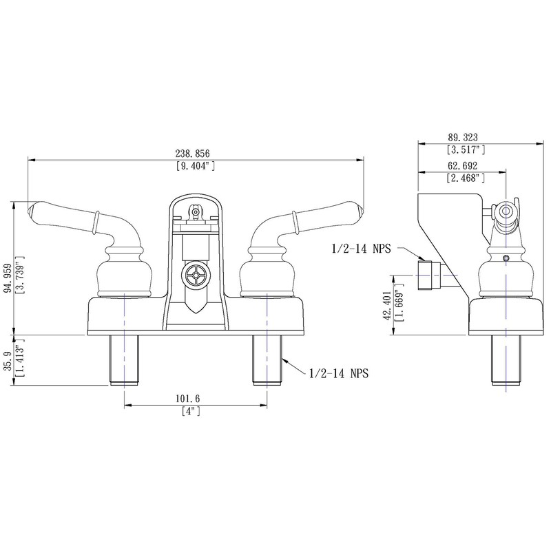Builders Shoppe 3210BZ/4120BZ RV/Motorhome Replacement Non-Metallic Two Handle Tub Shower