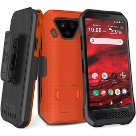 Beltron Shell Holster Case Combo w/ Belt Clip Holster Kyocera DuraForce Ultra 5G E7110 - Orange