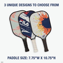 FILA Accessories Fiberglass Pickleball Paddle - Pro Pickleball Paddles, Fiberglass with Honeycomb Polypropylene Core, Lightweight Comfort Grip (Sold Individually) - Action