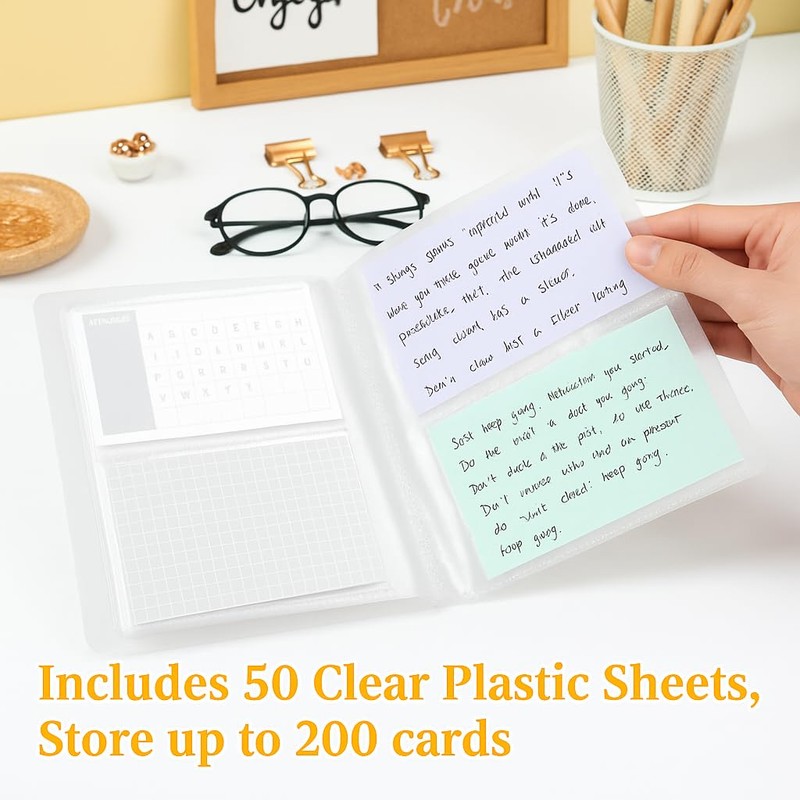 3x5 Index Card Holder Organizer, 50 Sheets, Stores Up to