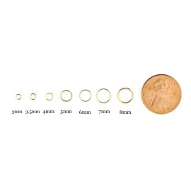 Mayas Gems 100-4mm Open Jump Rings, 14kt Gold Filled, 22 gauge Split Open, Wholesale Loops
