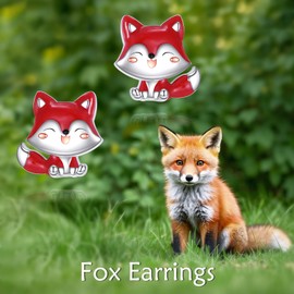 VONALA 925 Sterling Silver Fox Earrings for Women Animal Stud Earrings Fox Jewelry Gifts for Animal Lovers