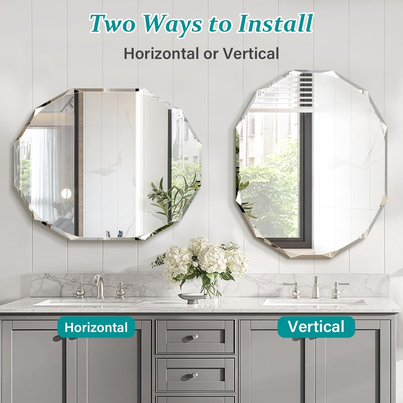 Pregaspor Single Beveled Edge Bathroom Vanity Mirror, 30" x 36"
