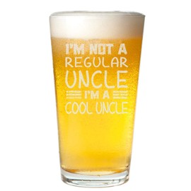 Veracco I'm Not A Regular Uncle I'm A Cool Uncle Funny Birthday Gift Fathers Day For Dad Grandpa Stepdad Pint Beer Glass (Clear, Glass)