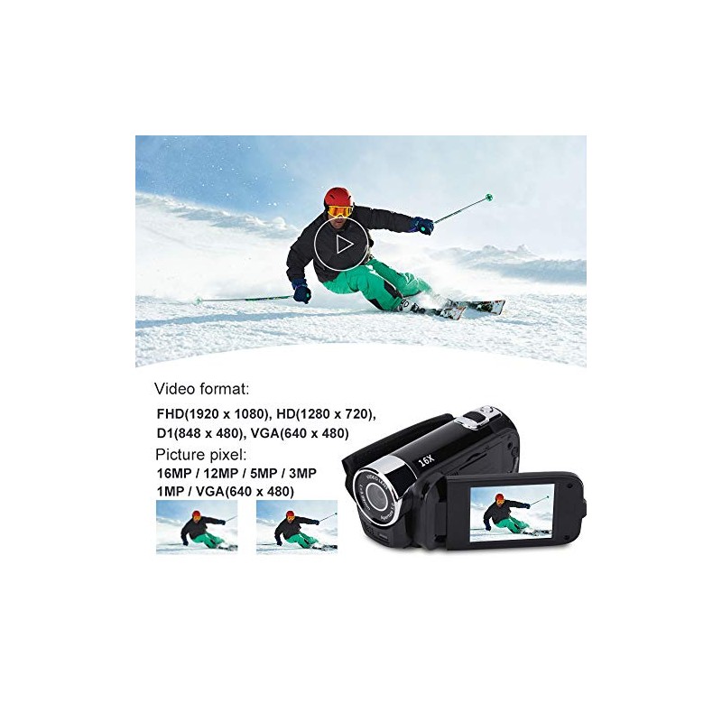 Goshyda Digital Camcorder Portable 2.7 Inch 270° Rotation 16X Digital