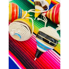 MexArt Mexican Classic Wooden Spininng Trompo / Trompo de Madera Jugete Mexicano
