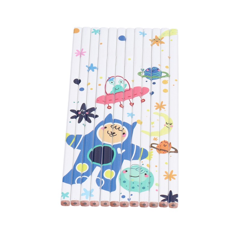 48Pcs Pencil Set Cute Puzzle Comfortable Grip Quadrilateral Design Cartoon