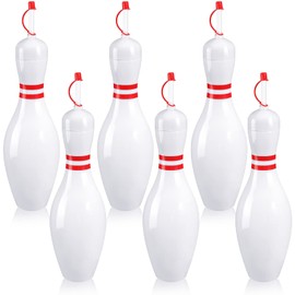 6 Sets Bowling Pin Water Bottles with Straws and Lids, 25 oz Plastic Reusable Bowling Pin Cups, Bowling Party Favors for Kids Birthday Sports Competition Bowling Fans Players Party Drinking Decoration