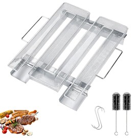 UQMIQURA Cold Smoke Generator with Handle, Stainless Steel Cold Smoke Generator with 2 Meat Hooks + 2 Cleaning Brushes, Cold Smoke Generator for Grills, BBQ, Food Smoker, Smoker Ovens (22.5 x 17.5 x 4