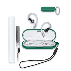 Case for Nothing Ear (Open) Open-Ear Headphones 2024, WUNIAK Soft Silicone Cover for Nothing Ear Open Protective Portable Scratch Shock Resistant Shell with Cleaner Kit & Carabiner & Lanyard,Green