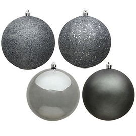 Vickerman 481288-2.4 Pewter 4-Finish Assorted Ball Christmas Tree Ornament (24 pack) (N590687)