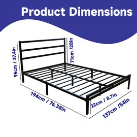Heavy Duty Metal Full Bed Frame with Headboard, No Box Spring Needed, 10-inch Upgraded Black Full Size Sturdy Iron Bed Platform, Easy Assembly, No Noise & Squeak, Underbed Storage Space