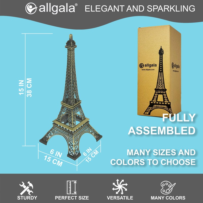 allgala 15" Eiffel Tower Statue Decor Alloy Metal, Bronze