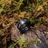 King Will 8mm Black Hammered Titanium Ring Inlaid Wood Wedding