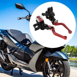 JUUDDENPARTS 1 Pair Red 7/8” Motorcycle Brake Clutch Levers, Adjustable Motorcycle Brake Levers, Universal Brake Clutch Assembly for Dirt Bikes Scooters