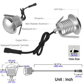 CNBRIGHTER LED In-Ground Well Light,3W,12V-24V DC,IP67 Waterproof Aluminum,Directional Horizontally Outdoor Landscape Lightings,Side View Beam,Warm White (Q3-3 Way)