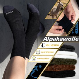 MAGISDU Alpaca Ski Socks for Men Women, 2 Pairs Warm Thermal Socks, Thick Winter Socks, Size 35-51, black