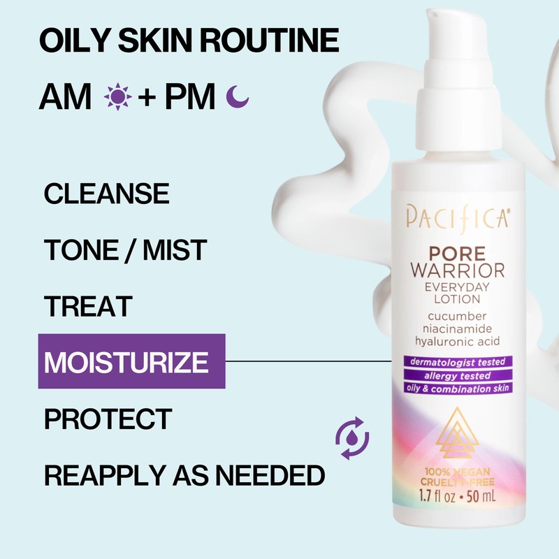 Pacifica Pore Warrior Everyday Face Lotion Acne Fighting - Niacinamide,
