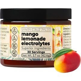 Santa Cruz Paleo Polvo Electrolítico De Limonada De Mango Con Sal Marina Y Del Himalaya, Magnesio, Potasio, Sin Azúcar, 30 Porciones