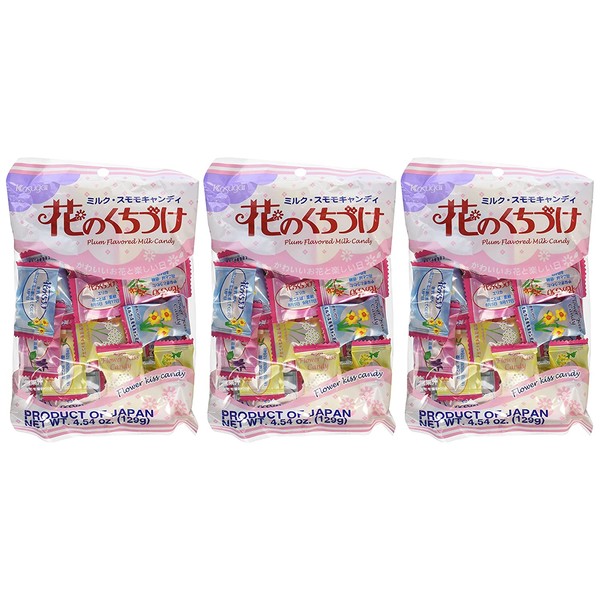 Kasugai Japanese Candy, Hana No Kuchizuke Flower Kiss, 4.54 -Ounce Bags (Pack of 3)