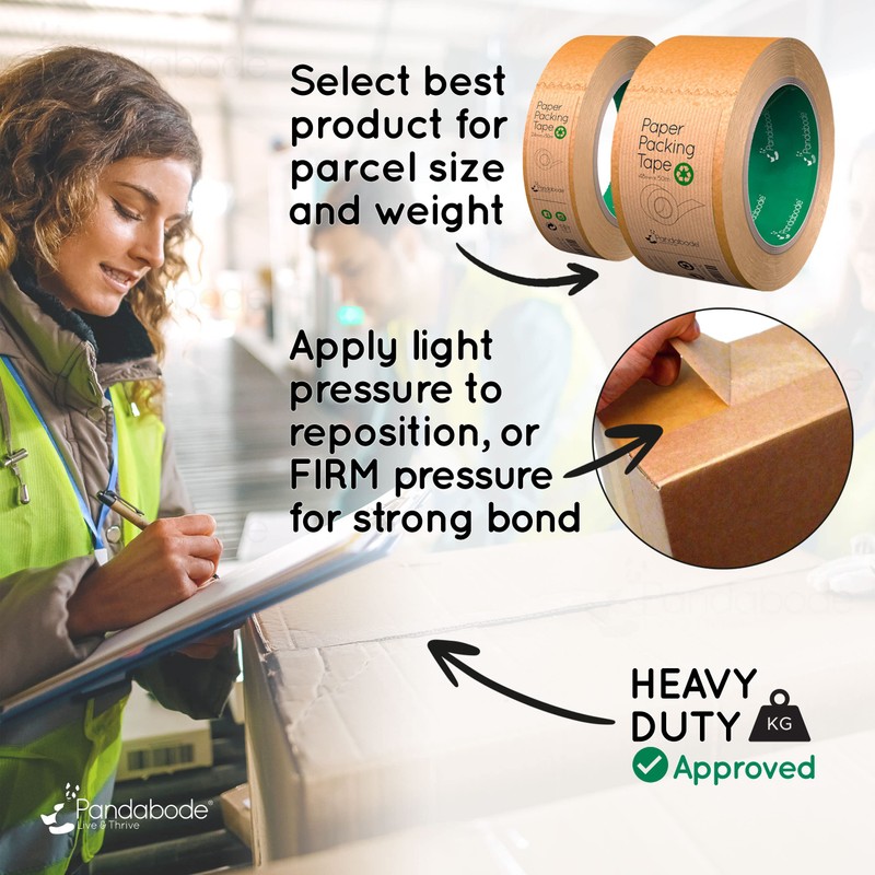 Pandabode Paper Packing Tape 24mm x 50m Strong, Sticky, Recyclable