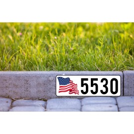 DesignThatSign Waving US American Flag Custom Curb Number Self Adhesive Durable Aluminum