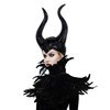 daisen Women's Black Crow Costume Feather Cape Shawl with Horns