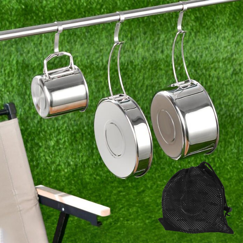 6PCS Portable Cookware Set Rapid Heating 304 Stainless Steel Efficient