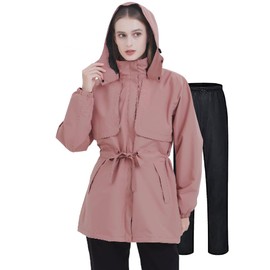 TopKylin Women's Rainwear, Top and Bottom Set, Cold Protection, Waterproof, Rain Gear, Rain Feathers, Windbreaker, Stretch Material, Moisture Permeable, Lightweight, Windproof, Golf, Mountain Climbing