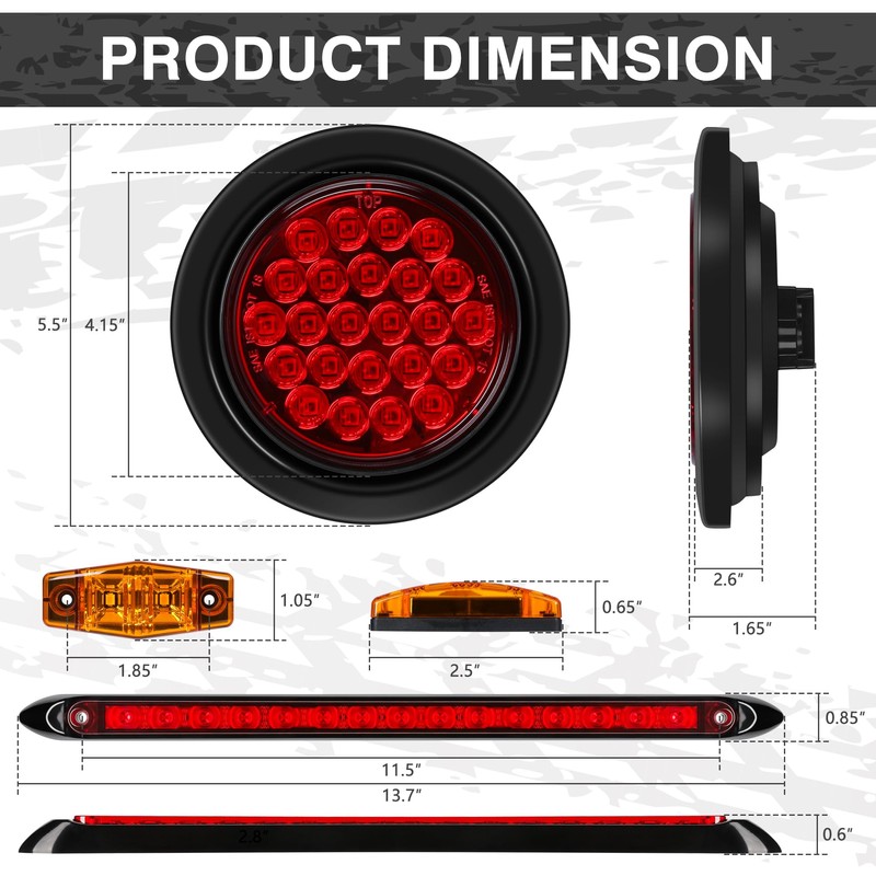 RONSTA 4 inch Round Led Trailer Lights Kit with Light