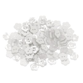 HARFINGTON 150pcs 19L Flower Sewing Buttons 1/2"(12mm) Resin Star 2-Hole Craft Replacement Buttons for Sewing Clothing and DIY, White