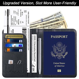 Passport Holder Cover Wallet Travel Essentials Leather Rfid Blocking Case Vacation Luggage Must Haves Travel Accessories for Men Women (116#Black)
