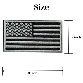 Grey Tactical Patches of US American Flag 2 Pcs Hook and Loop Patches Fastener Sew On Embroidered American Flag Applique for Backpacks Caps Hats Jackets Pants Rectang Military Army Uniform Emblem