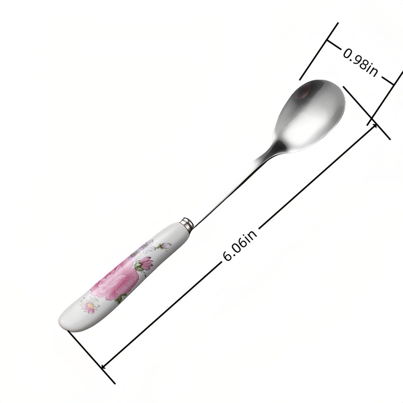 4-in-1 Stainless Steel & Ceramic Coffee Spoon Set - Elegant
