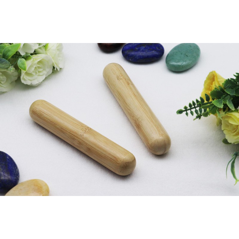 Goodtar 2 PCS Solid Bamboo Massage Stick Sets Warm Bamboo