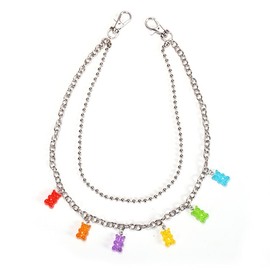 Multilayer Bear Butterfly Cloud Mushroom Candy Dinosaur Resin Gummy Pendant Pocket Wallet Chain Hip Hop Butterfly Charm Jeans Belt Safety Pin Chain Waist Abdomen Chain Pants Woman Jewelry-Bear2