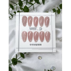 Nude cross, cross transparent magnet daily handmade nail tip - short coffin / 누드 크로스, 십자가 투명 자석 데일리 수제 네일팁 - 숏 코핀
