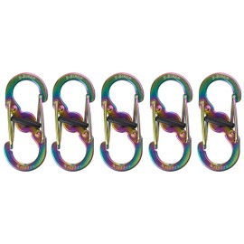 Nite Ize S-Biner MicroLock Stainless Steel - Durable Key Holder Carabiner Clip - S-Biner with Locking Gates - Durable & Strong Mini Carabiners for Keychain Accessories - Spectrum (5 Pack)