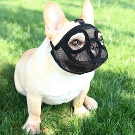 Short Snout Dog Muzzle Mesh Nylon Muzzle To Prevent Biting Barking Shih Tzu Muzzle Soft Breathable French Bulldog Pug Muzzle Training Pets Dog Mouth Cover Mask Adjustable for Large Medium Small Dog