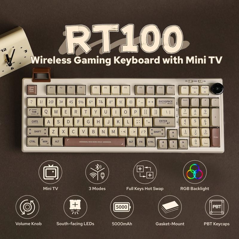 EPOMAKER RT100 95% Retro Mechanical Keyboard with Knob and Mini