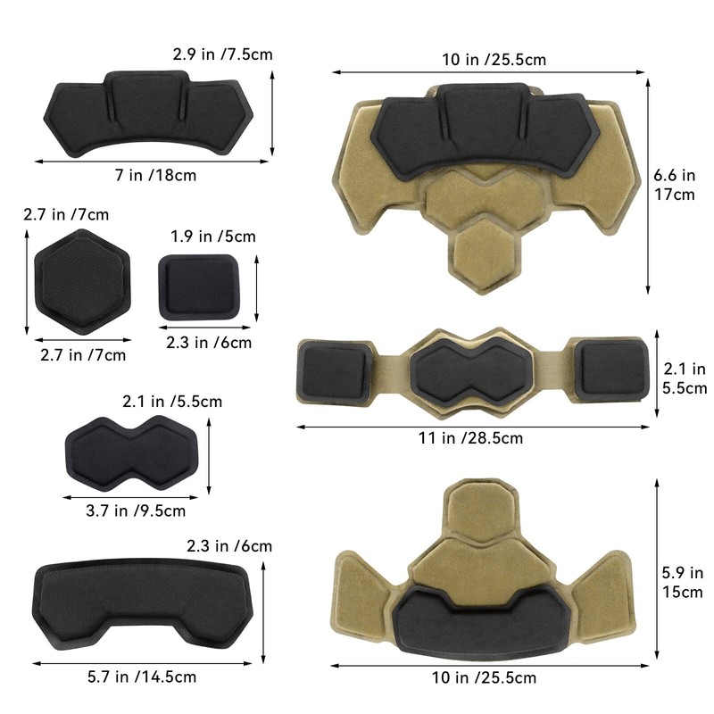 Yzpacc Tactical Helmet Pads, Universal Replacement EX Helmet Internal Memory