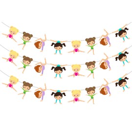 Sursurprise Gymnastics Party Decorations, 3Pcs Gymnastics Banner for Gymnastics Birthday Decorations Gymnast Party Supplies