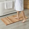 bingaai Roll Up Cedar Wood Bath Mat 40"×20", Wooden Shower