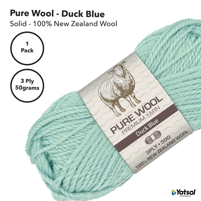 Yatsal 3-Ply Pure Wool 50 g, Duck Blue