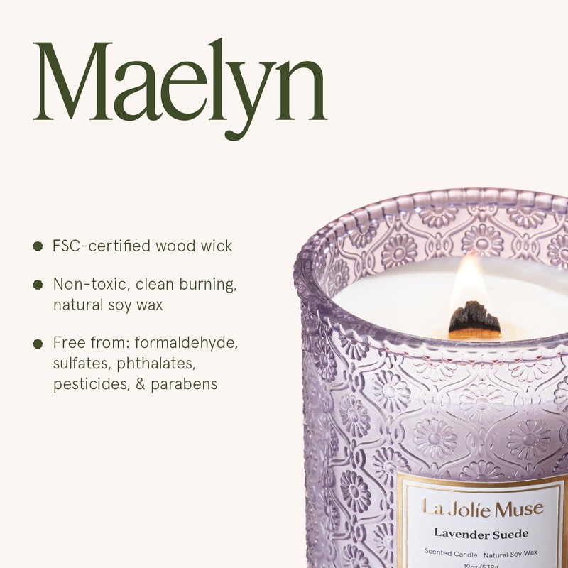 LA JOLIE MUSE Lavender Candle, 19 oz Wood Wicked Candles