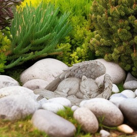 FENGCHUANG Outdoor Garden Decoration, Pet Memorial Garden Decoration, Resin Cats Grave Decoration, Healing Gift, Tombstone Cat, for Patio, Balcony, Garden or as a Gift Indoor Area