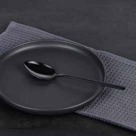 GRÄWE Table Spoon, Soup Spoon, 6-Piece Dinner Spoon, Cutlery Set, Large Spoons, Dinner Spoon, Dishwasher Safe, Titanium Coated Stainless Steel, Black, Modern, Lisbon Series