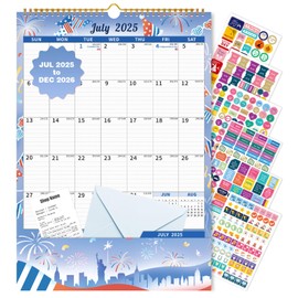 Ospelelf Calendar 2025-2026 Monthly Wall Large Planner Pad with Protective Cover Pockets Sticker for Family Fridge Office Teacher Student 17" X 12" Season