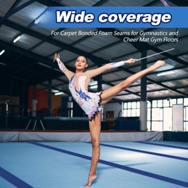 Shappy 2 Rolls 84 ft Gymnastics Mat Hook Fastener Nylon Hook Mat Fastener 4" Wide Hook and Loop Nylon Tape Strips for Carpet Bonded Foam Seams for Gymnastics and Cheer Gym Floors (Dark Blue)